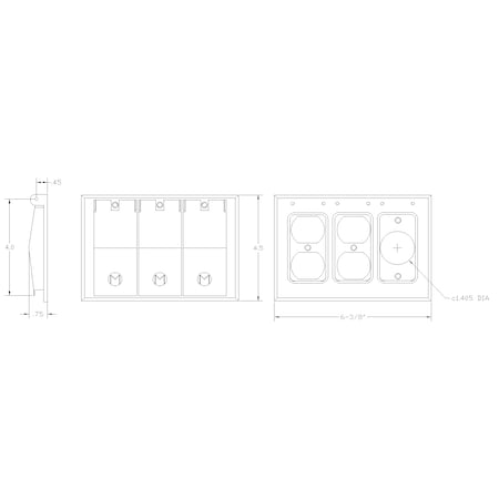 Mulberry Electrical Box Cover, 3 Gangs Gang, Aluminum, Duplex Receptacle Cover Type 30466
